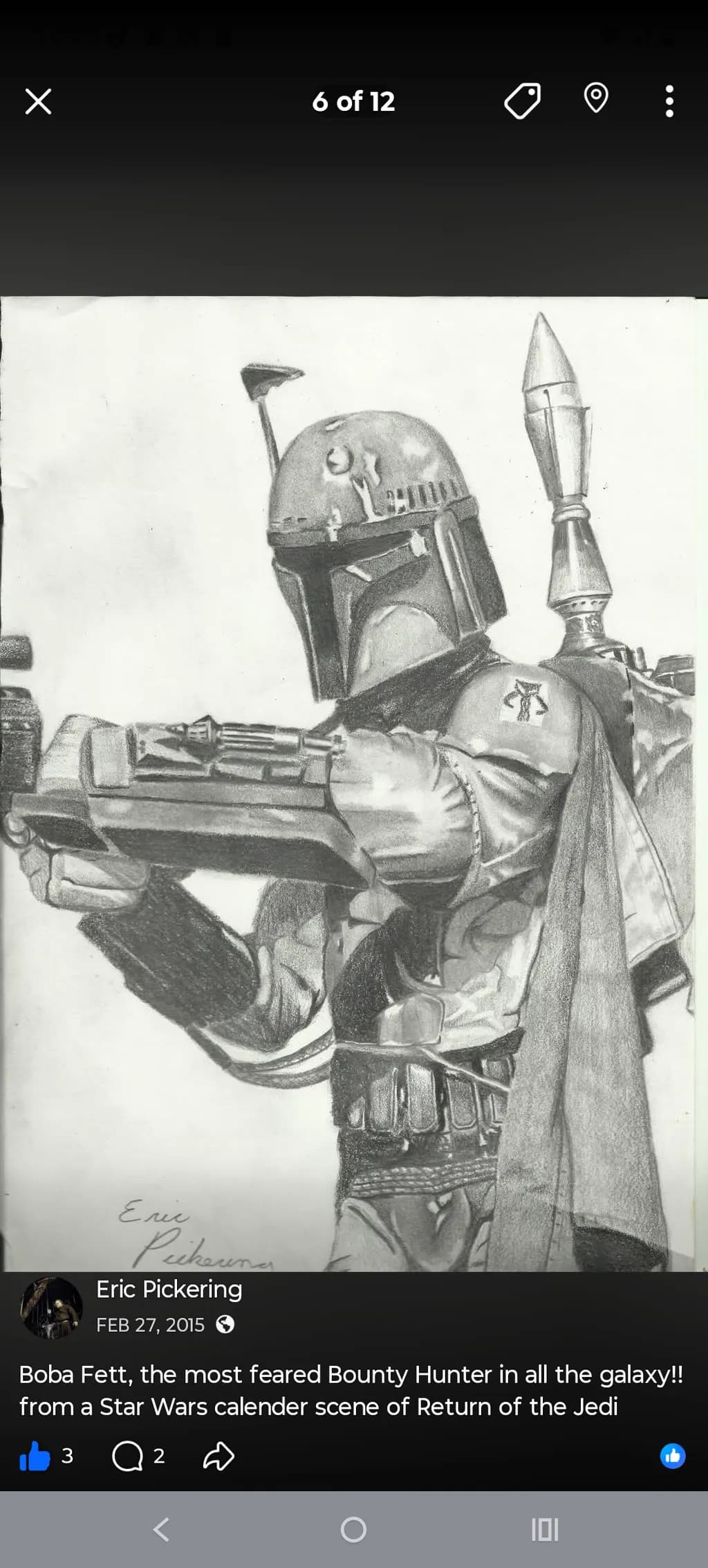Boba Fett Portrait Drawing