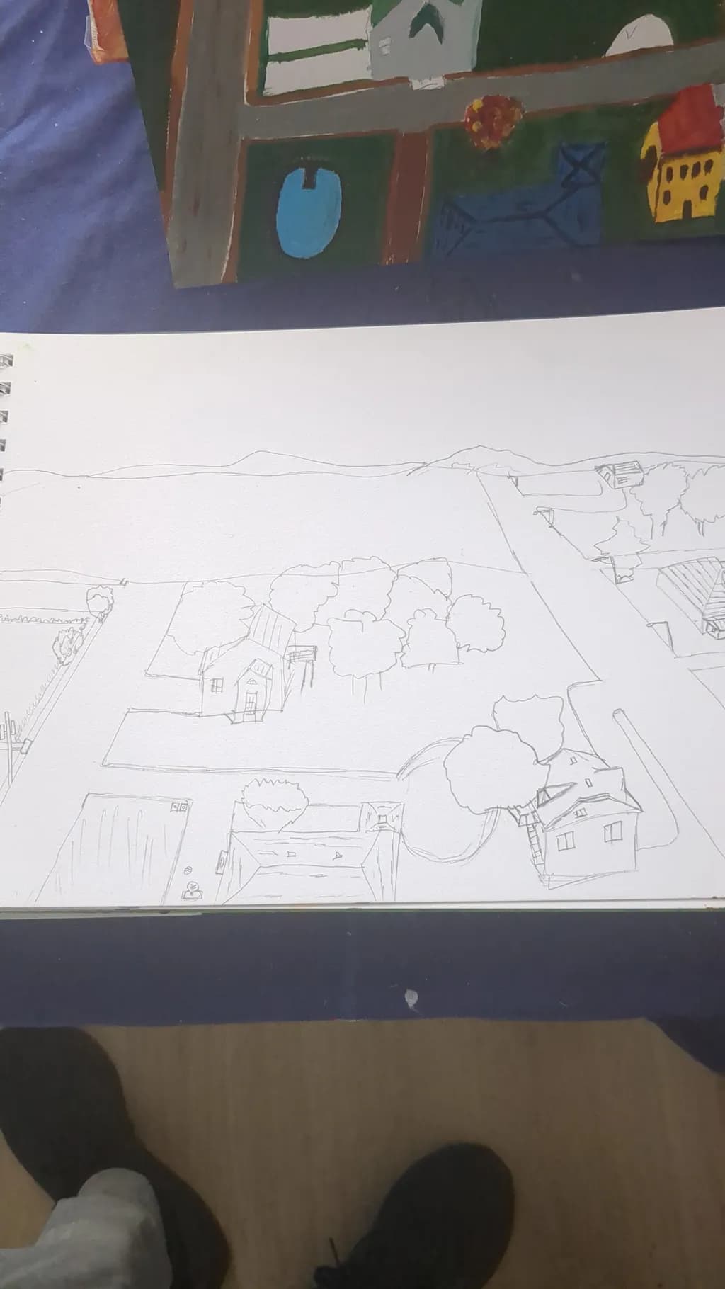 Village Hillside Sketch