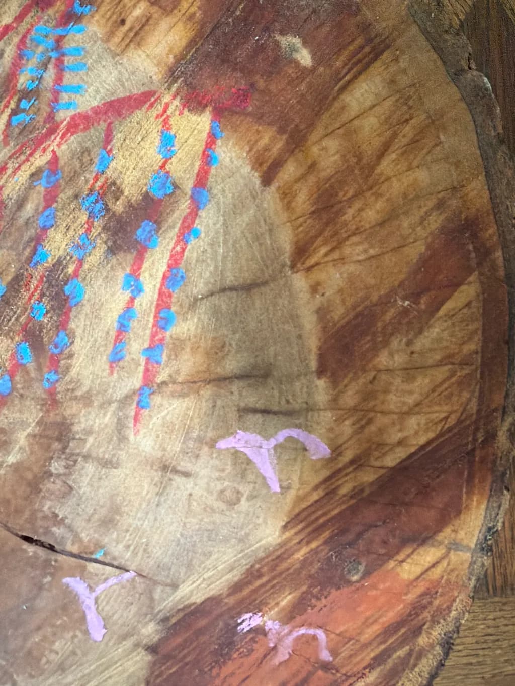 Blue Marks on Wood