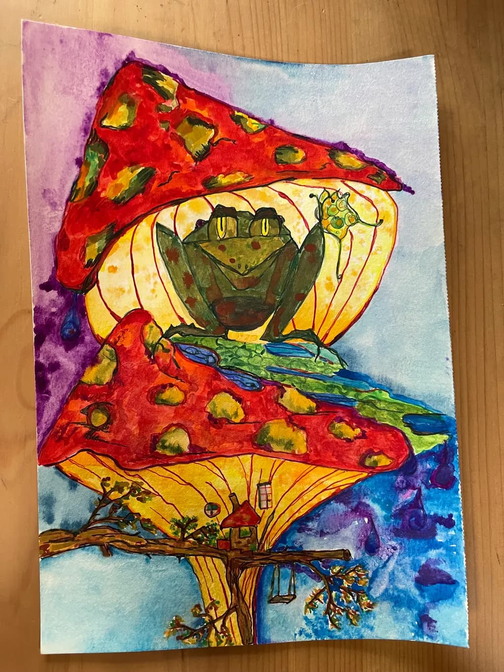 Frog Among Forest Mushrooms