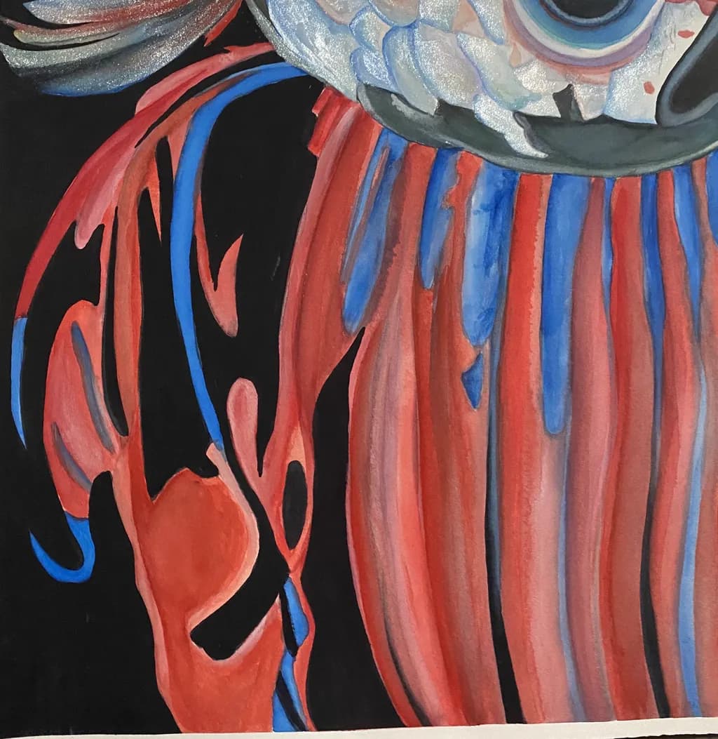 Crimson Blue Carnival Mask