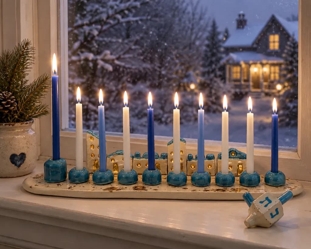 Hanukkah by the Snowy Window
