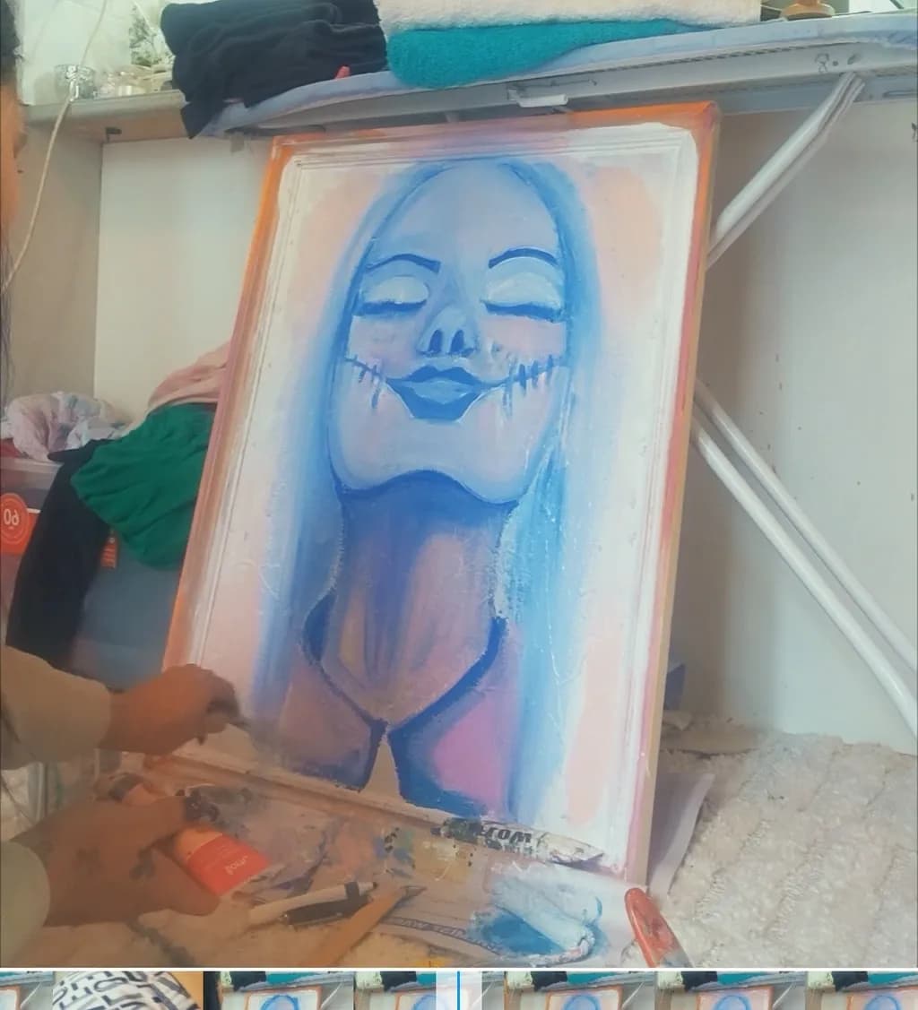Blue Stitched Portrait