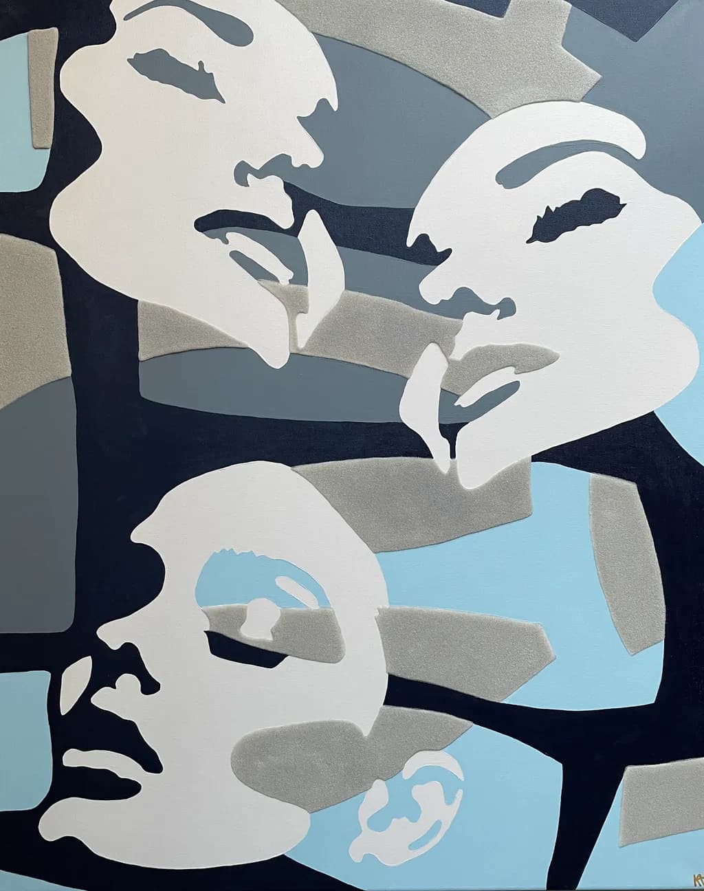 Geometric Blue Portraits