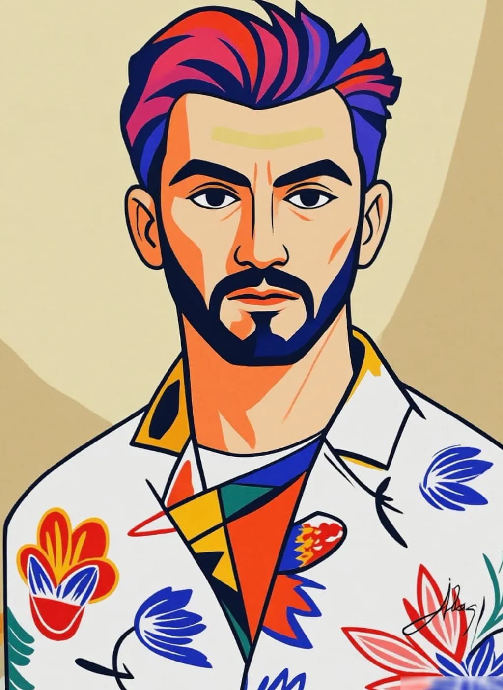 Colorblock Floral Portrait
