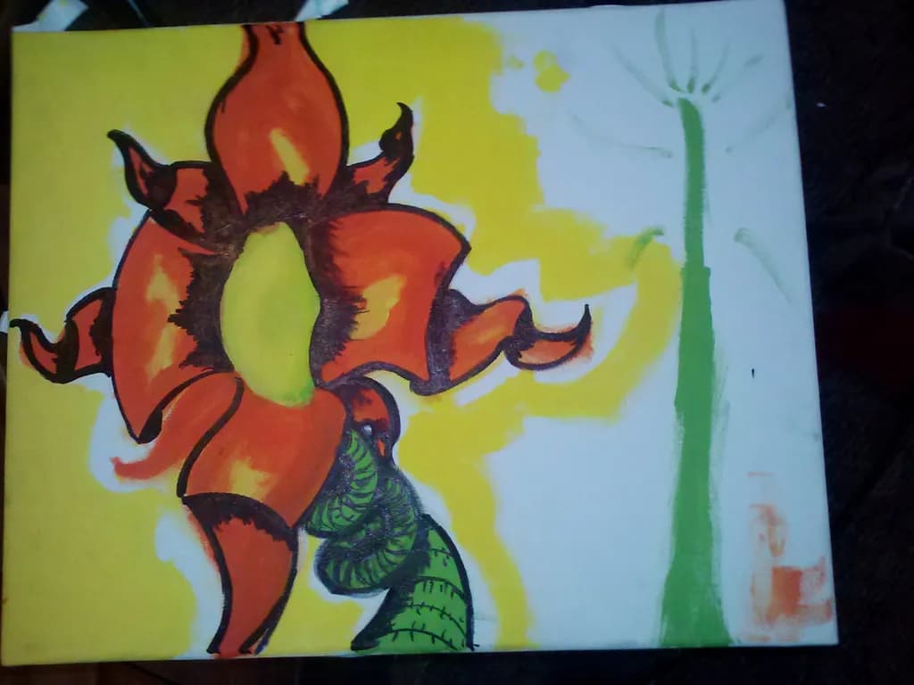 Red Bloom and Green Stem