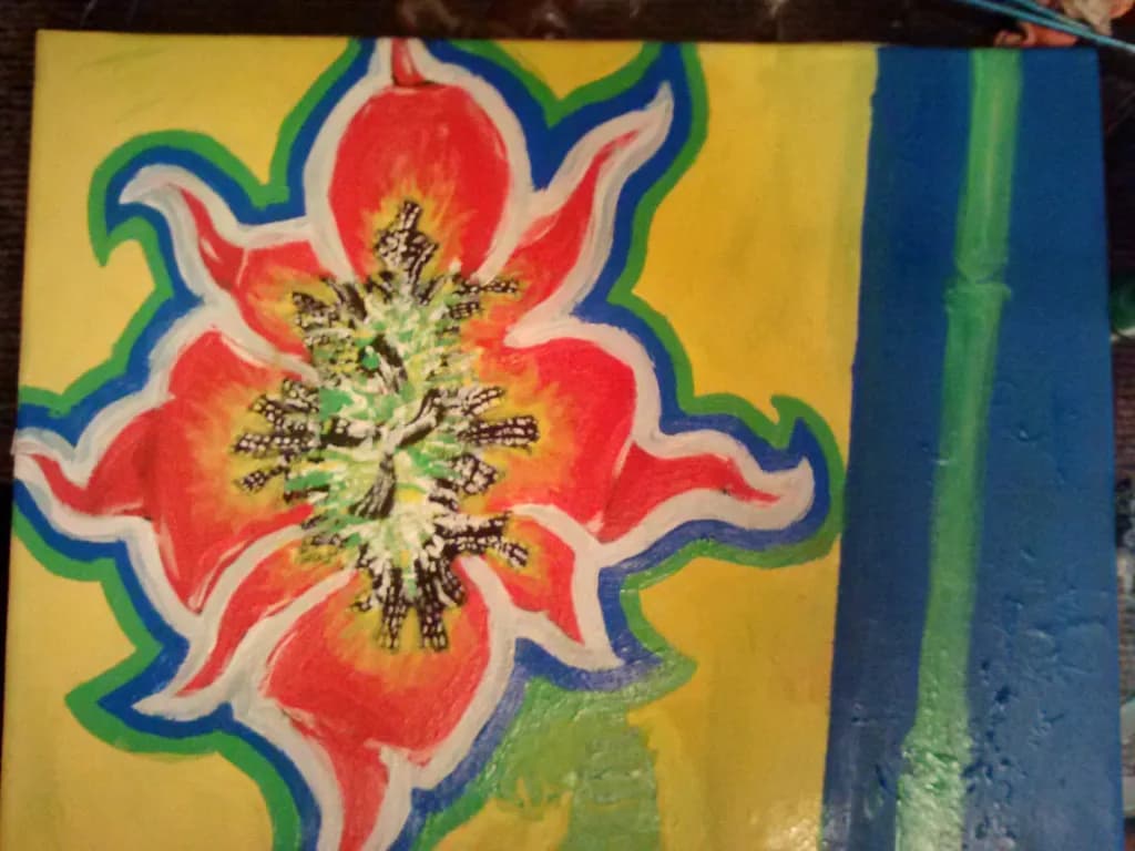 Red Flower on Gold
