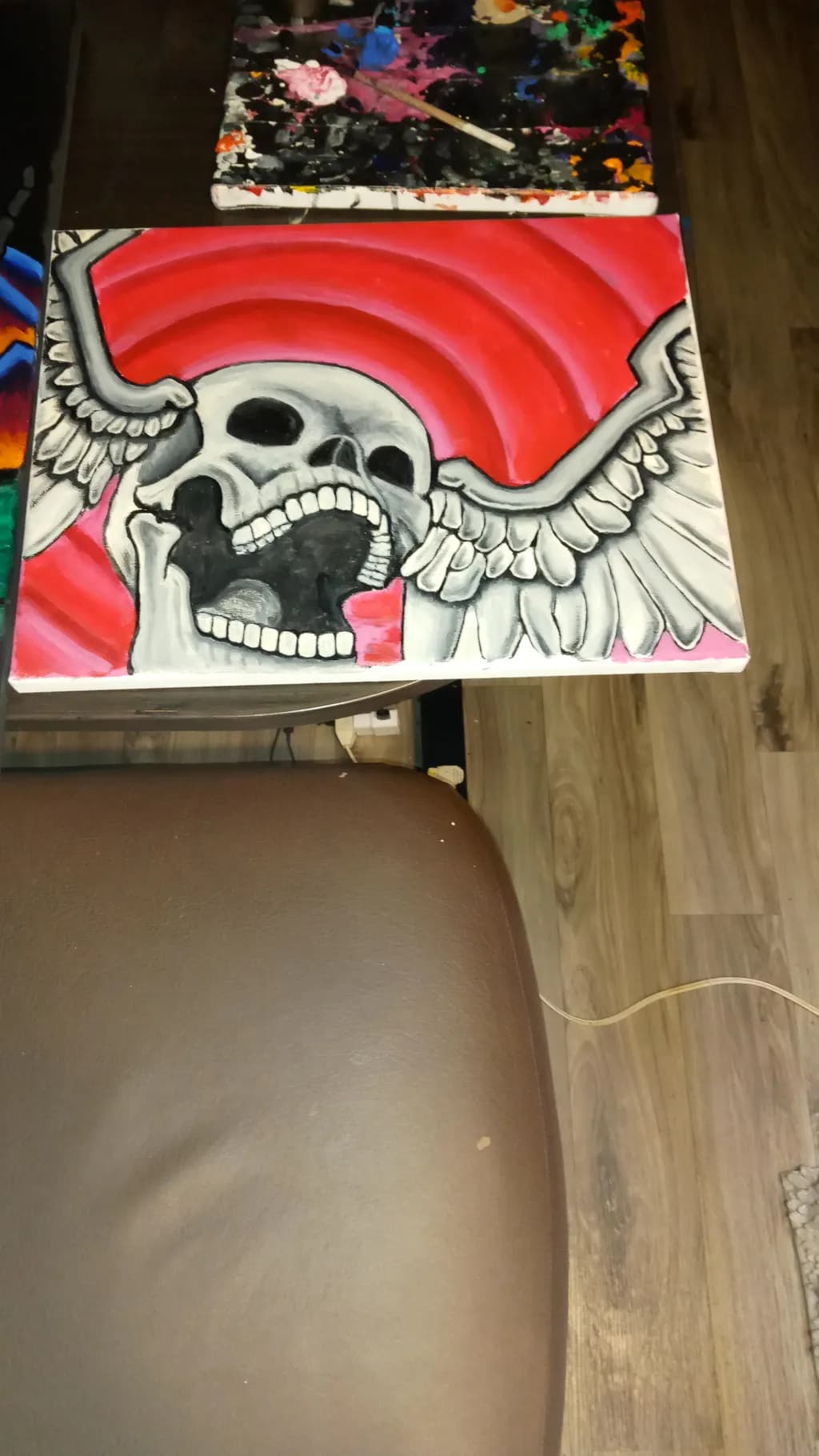 Winged Skull Crimson Contrast