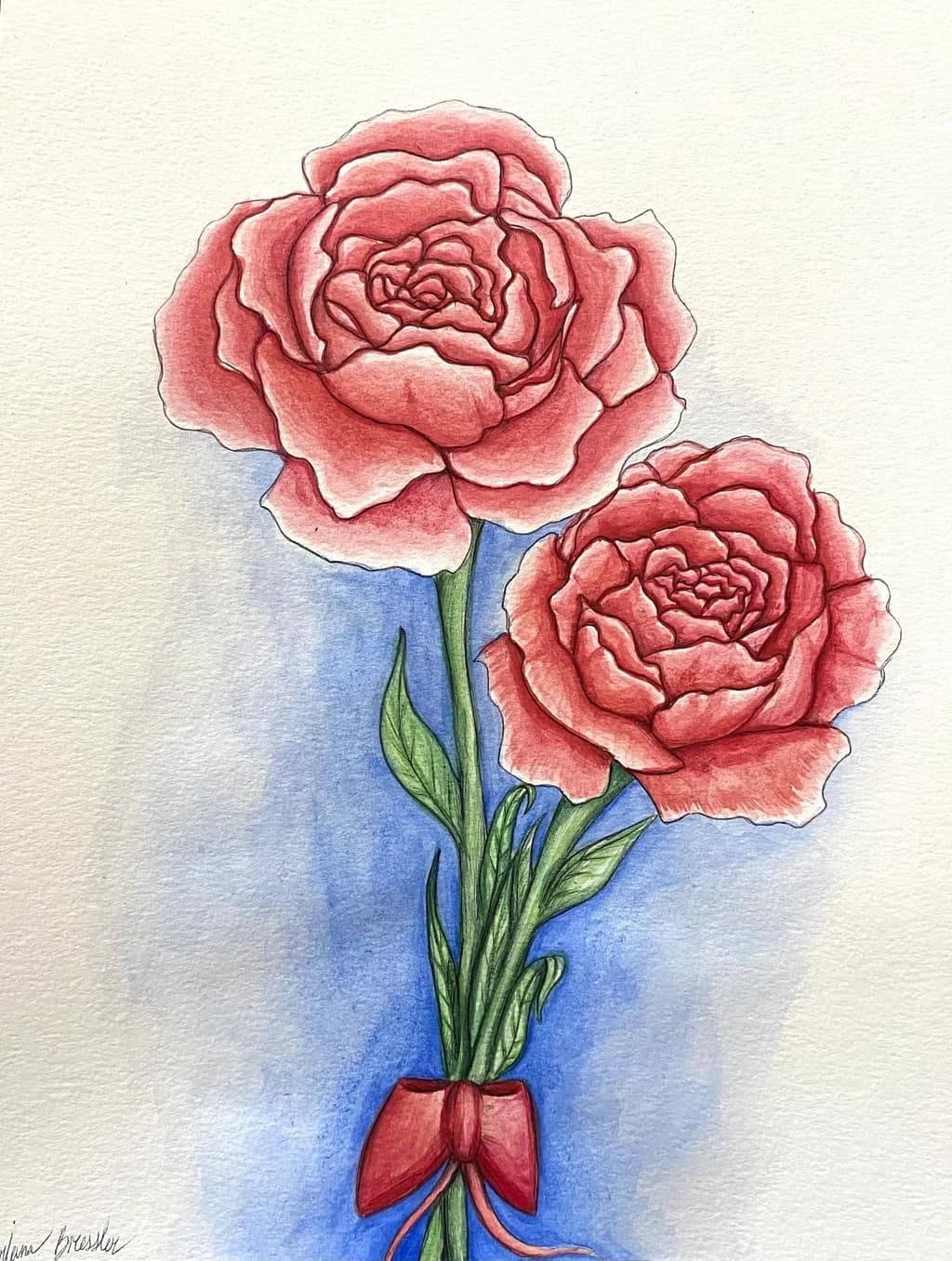Rose Bouquet with Red Ribbon