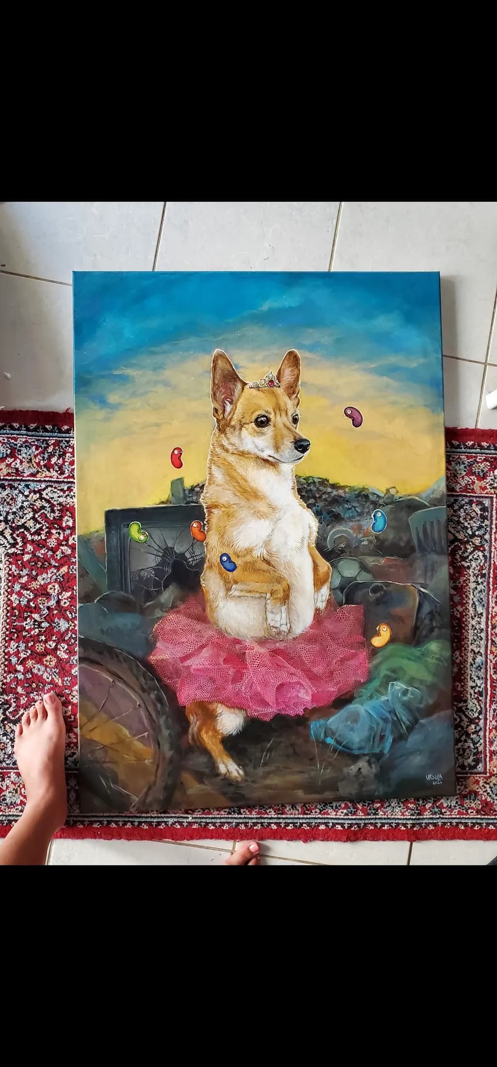 Crowned Dog in Tulle