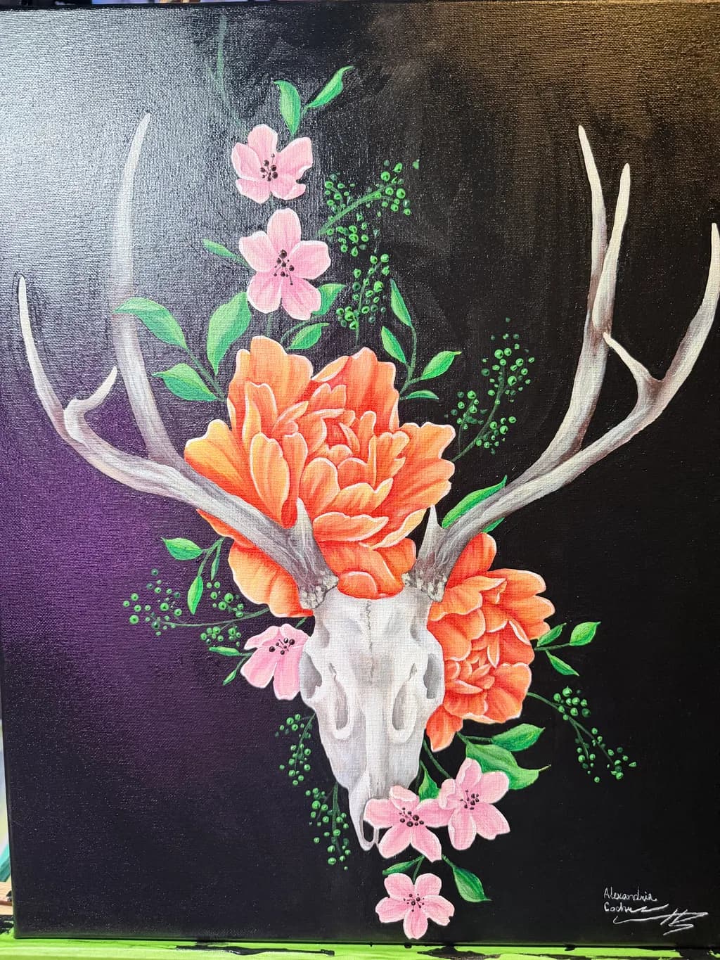 Floral Antler Skull