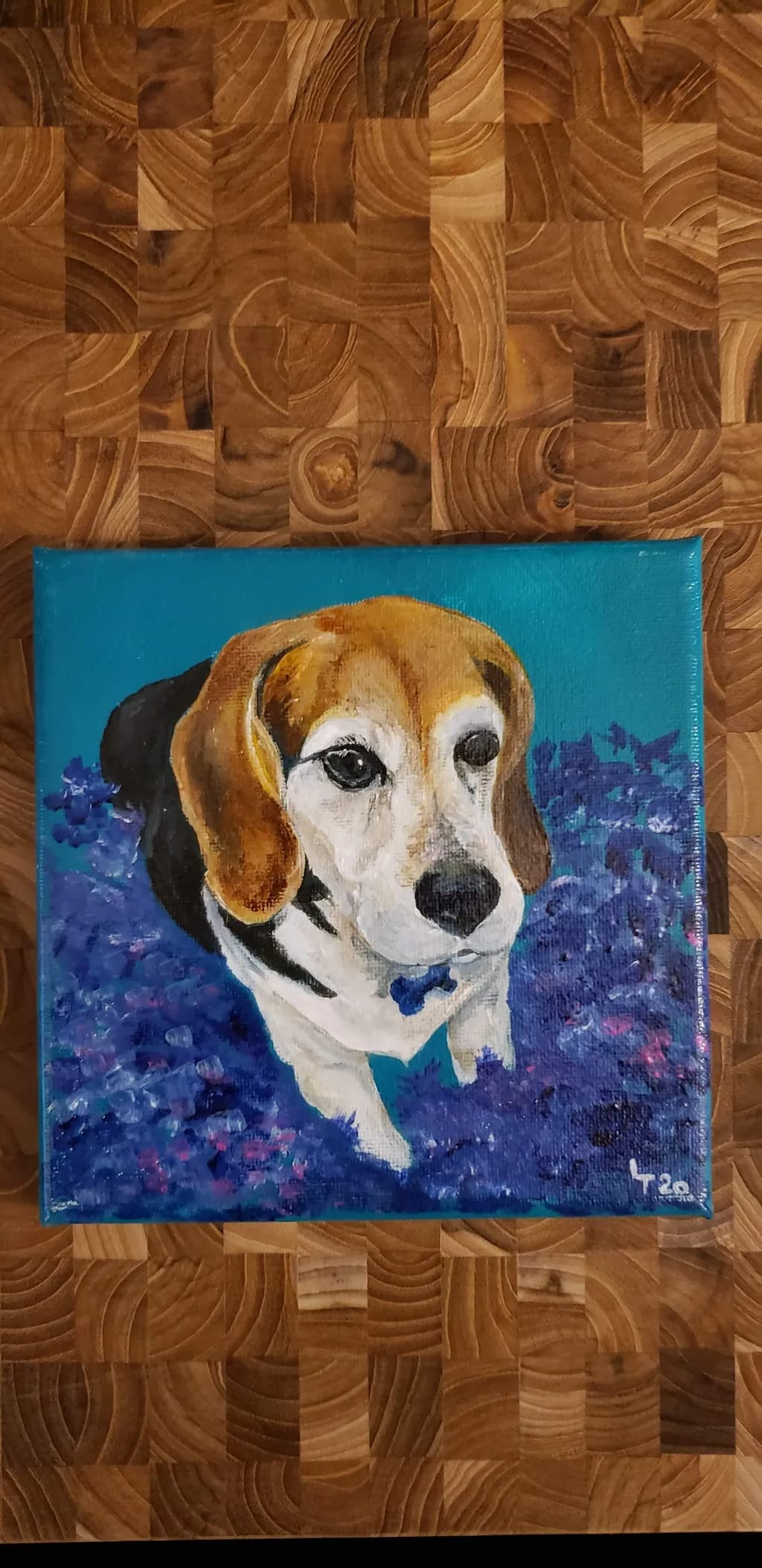 Blue Beagle Among Flowers