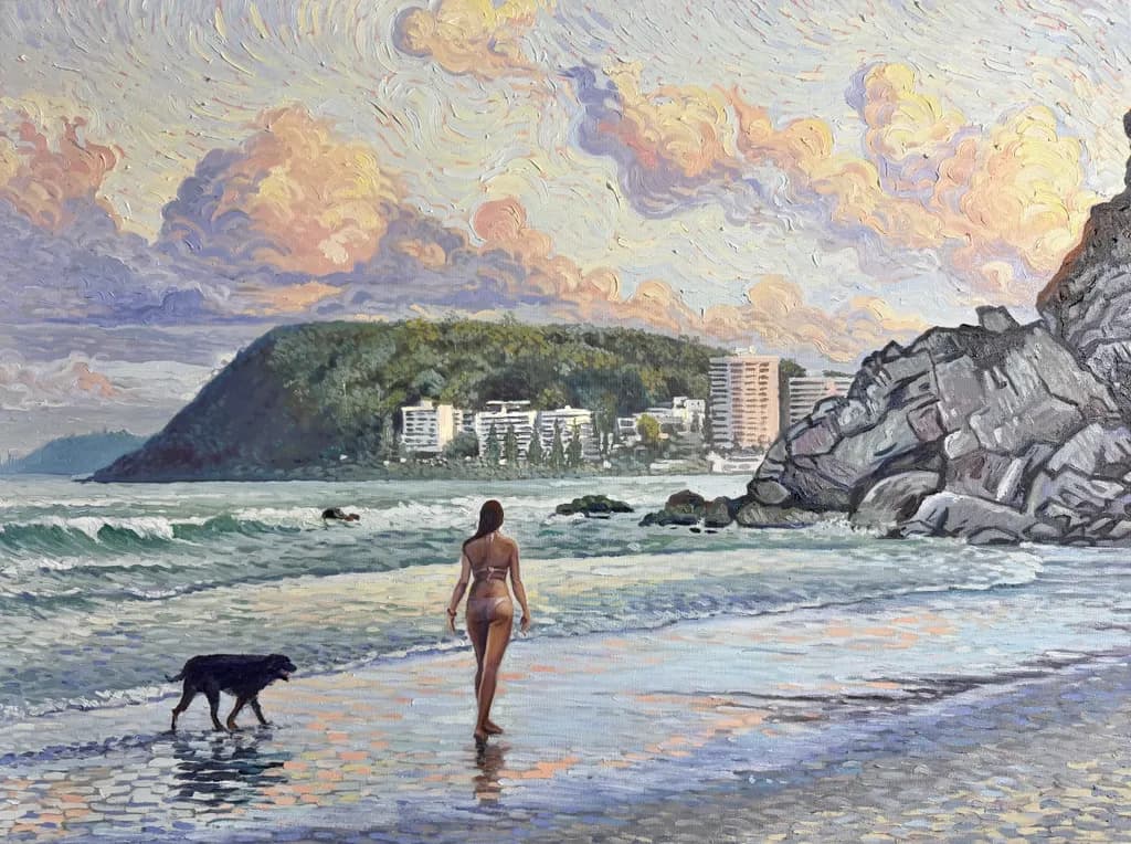 Shoreline Walk with Dog