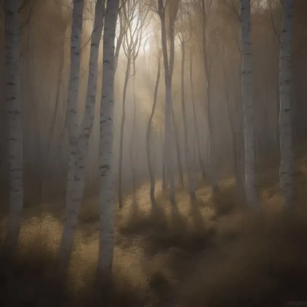 Misty Birch Forest Light