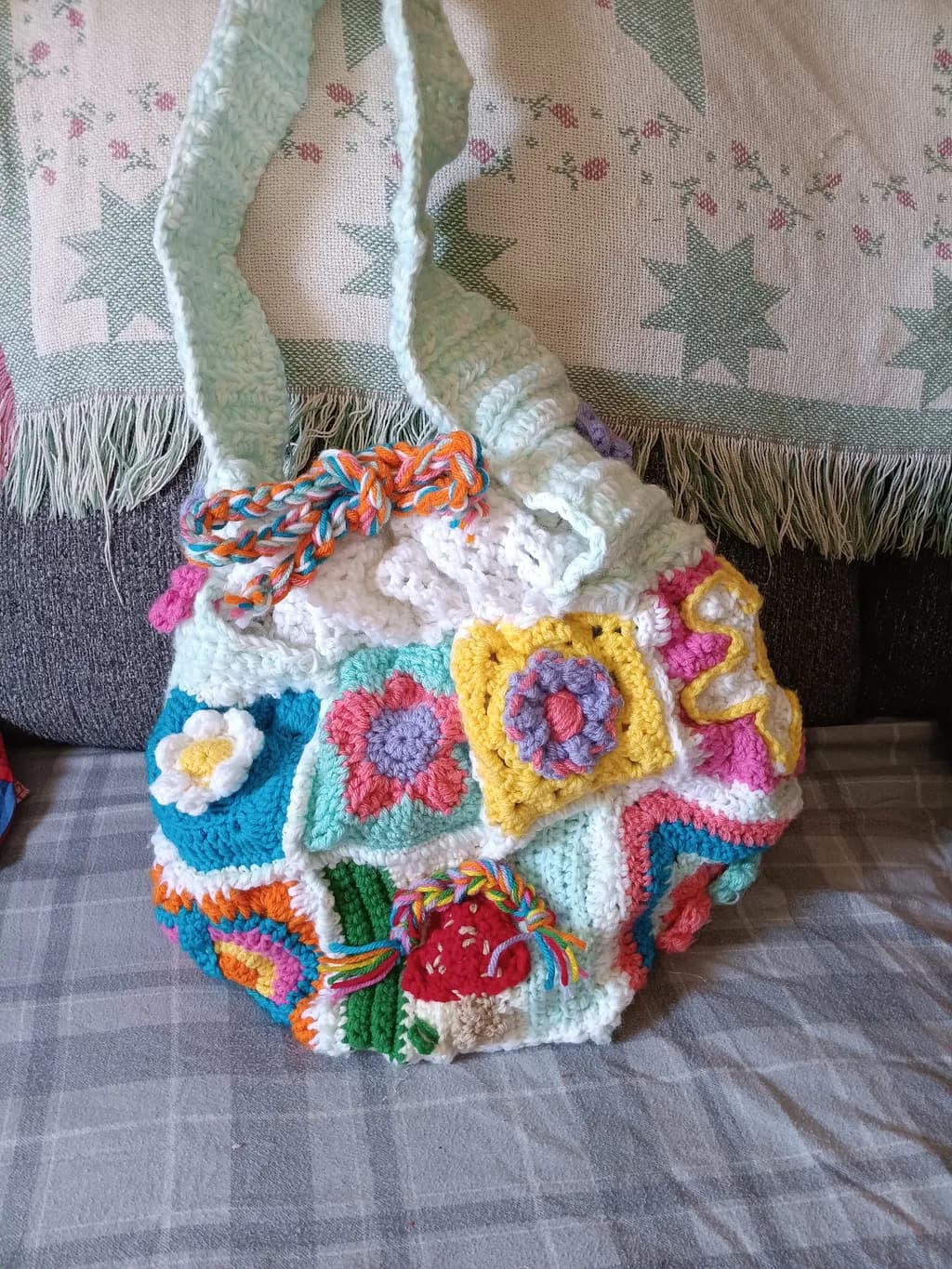 Colorful Crochet Patchwork Bag