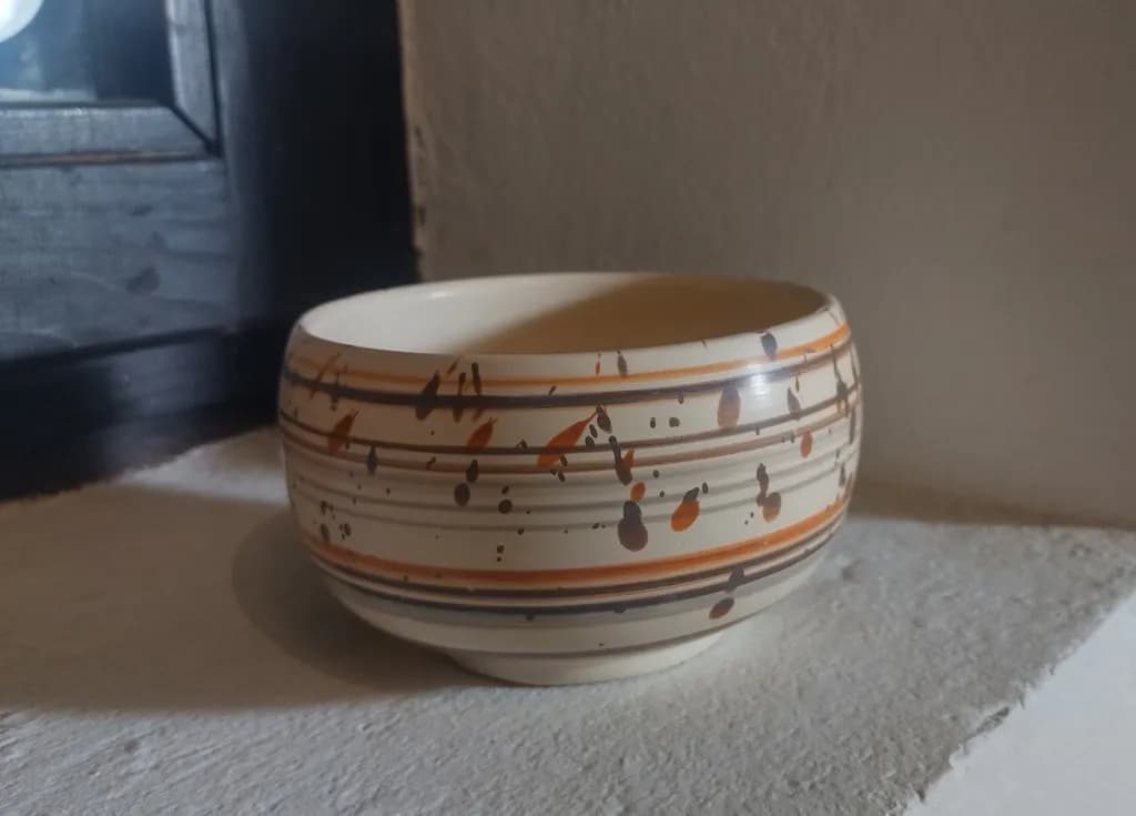 Handpainted Striped Ceramic Bowl