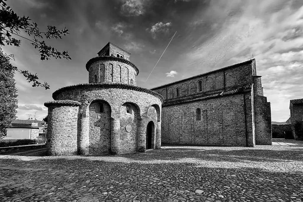 Medieval Stone Church in Monochrome