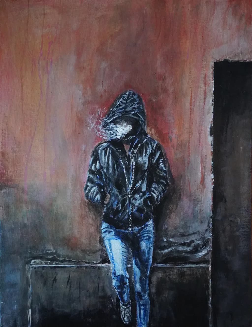 Hooded Figure in Blue