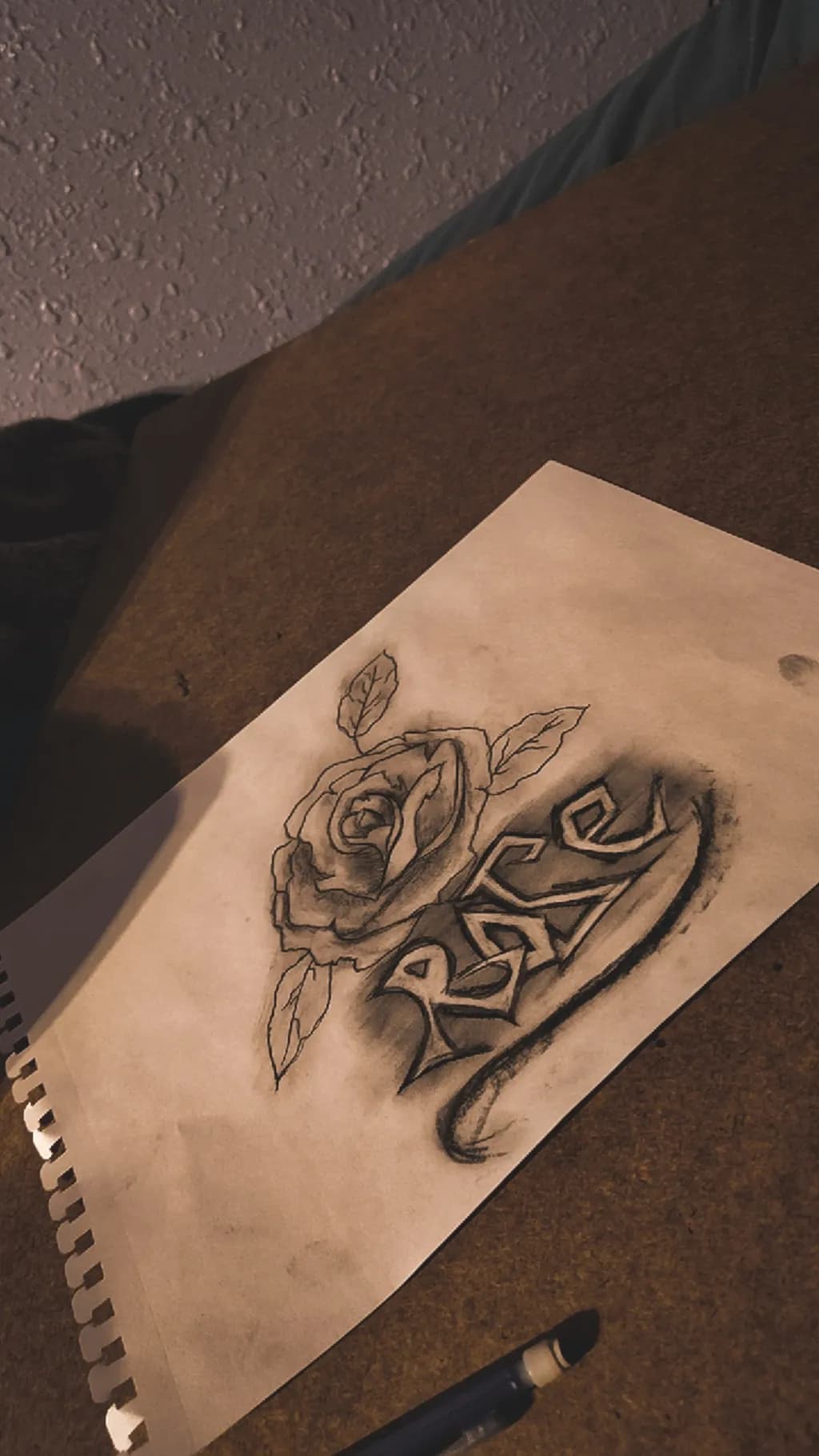Rose Sketch with Leaves