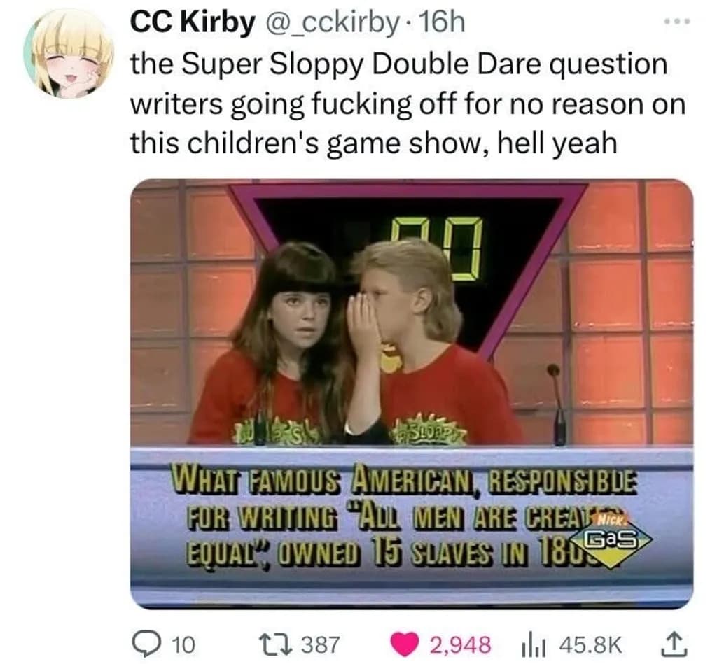 Sloppy Double Dare History Quiz