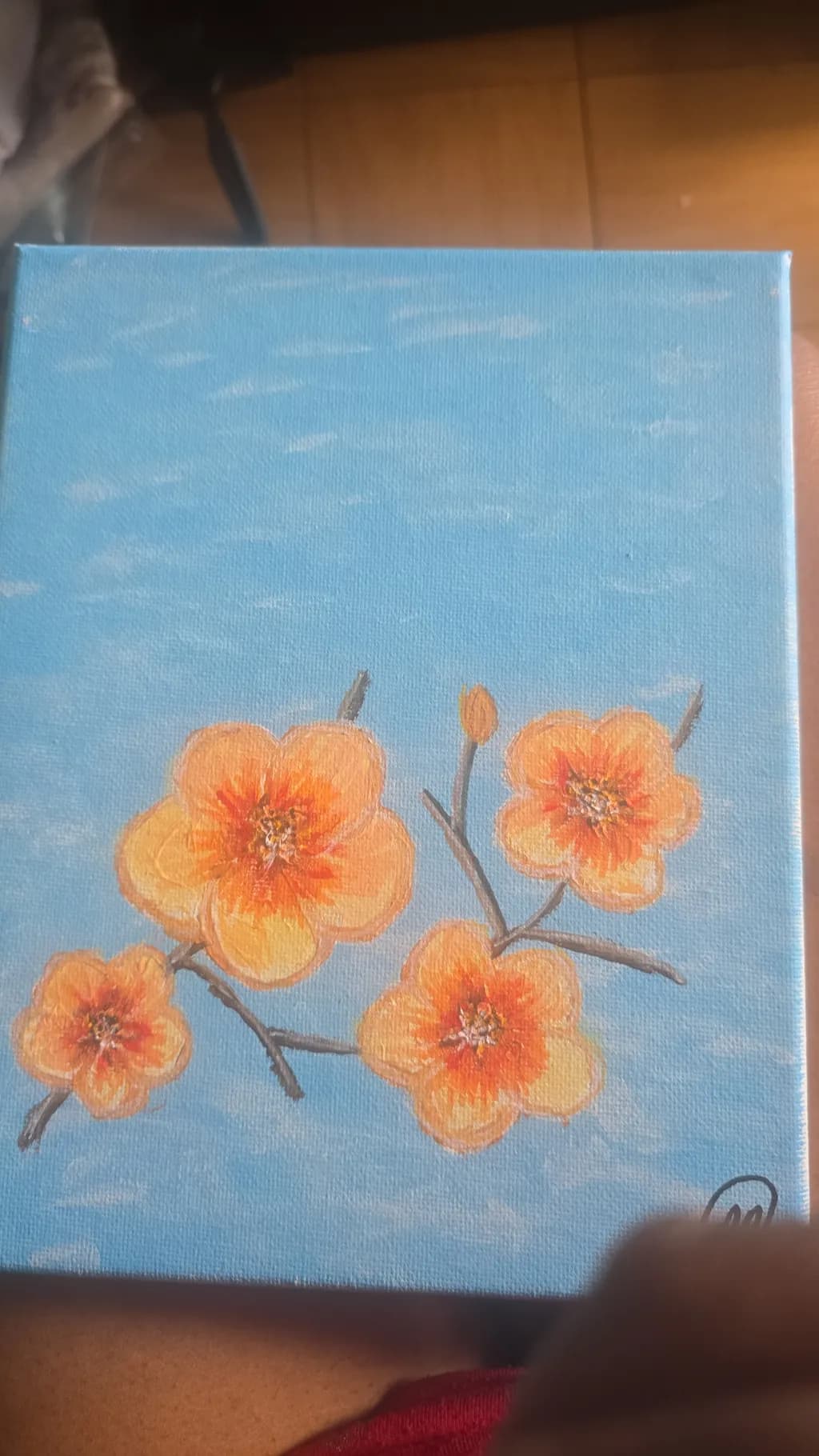 Orange Blossoms on Blue