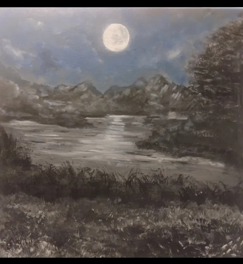 Moonlit Mountain Lake