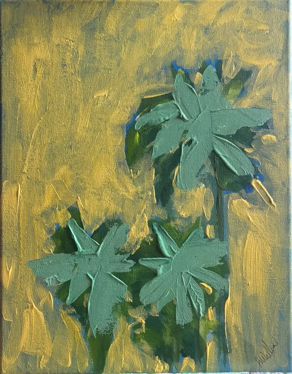 Golden Teal Flowers