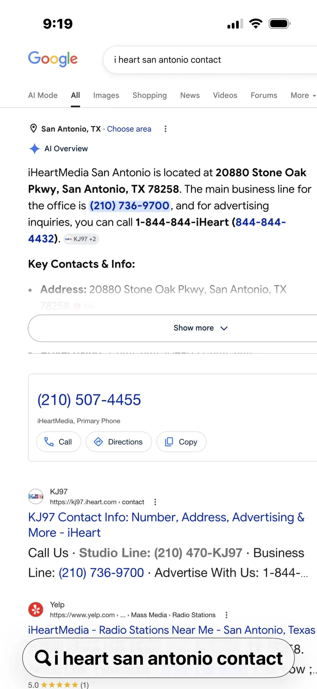iHeart San Antonio Contact Search