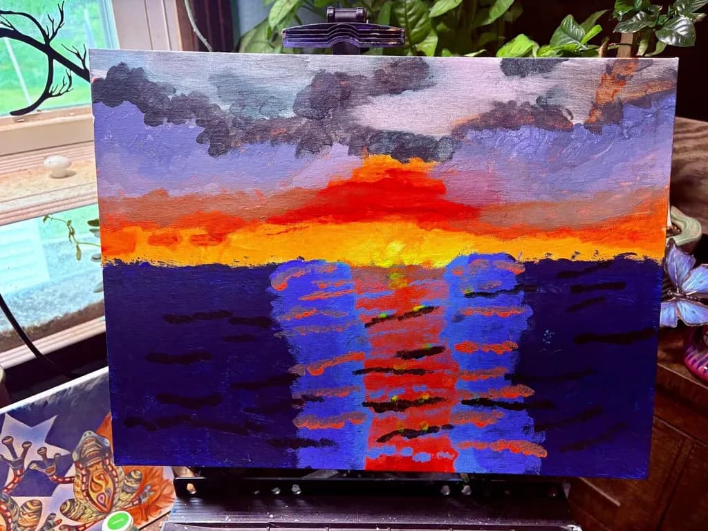 Crimson Sunset Reflections