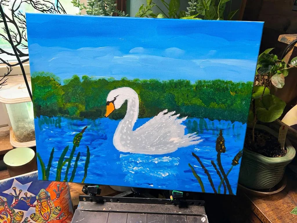 Swan on the Forest Lake