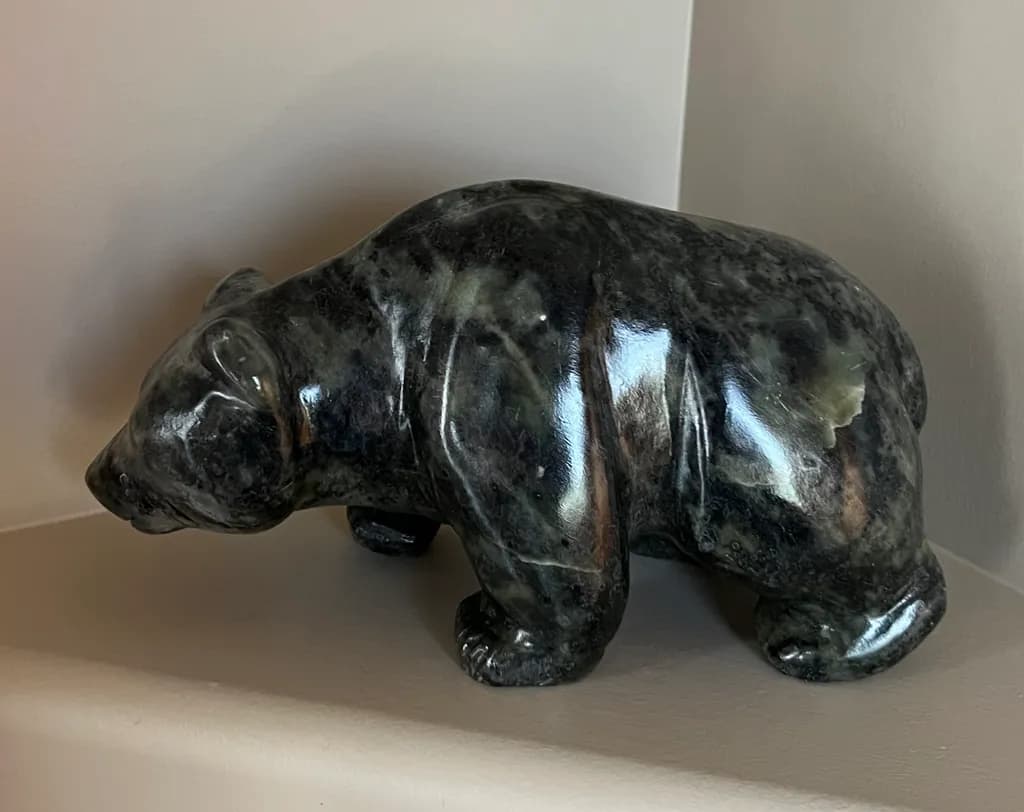 Obsidian Bear Sculpture