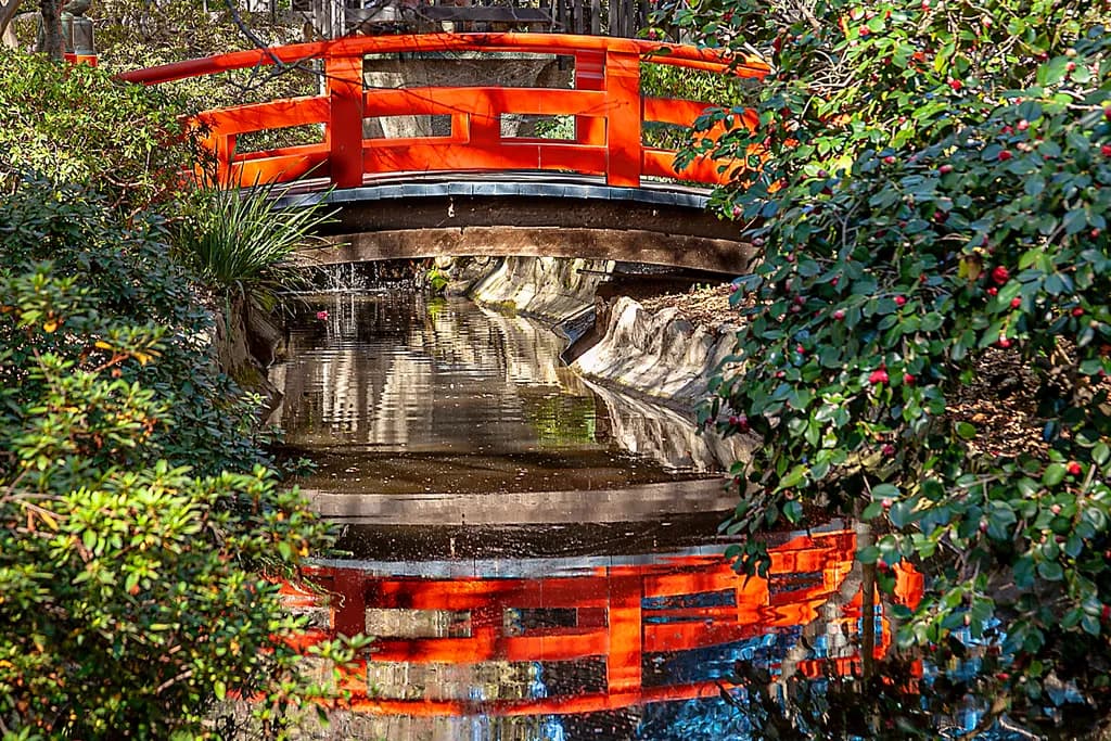 Crimson Bridge Reflection