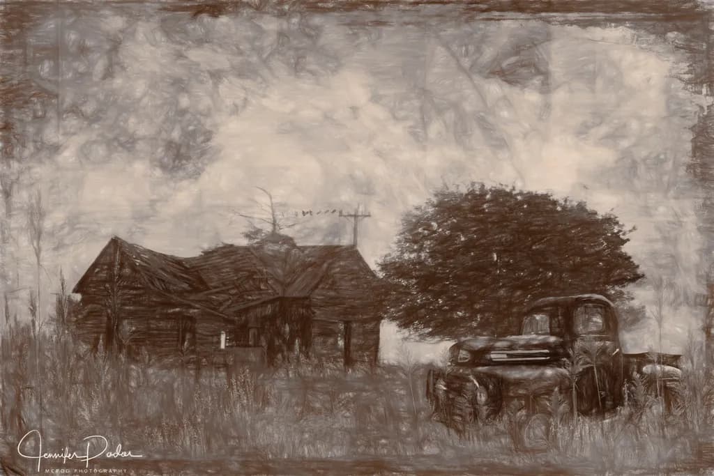 House and Truck Drawing