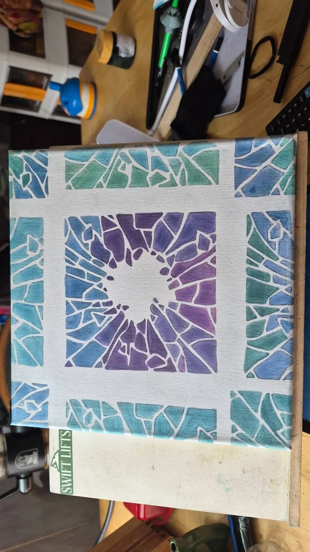 Mosaic Sunburst in Blue and Purple