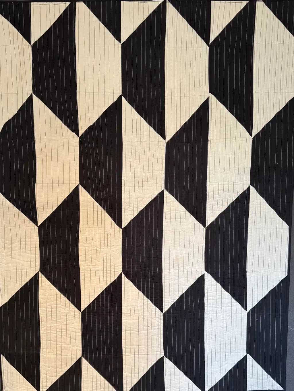 Black and Ivory Chevron Quilt