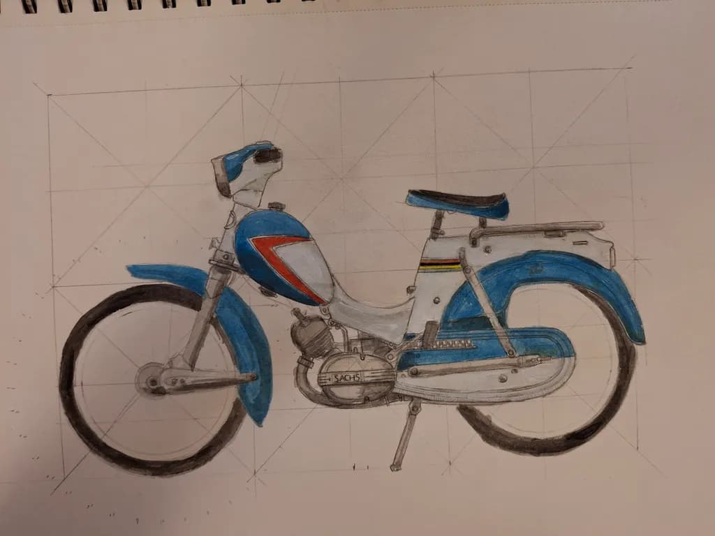 Blue Vintage Motorcycle
