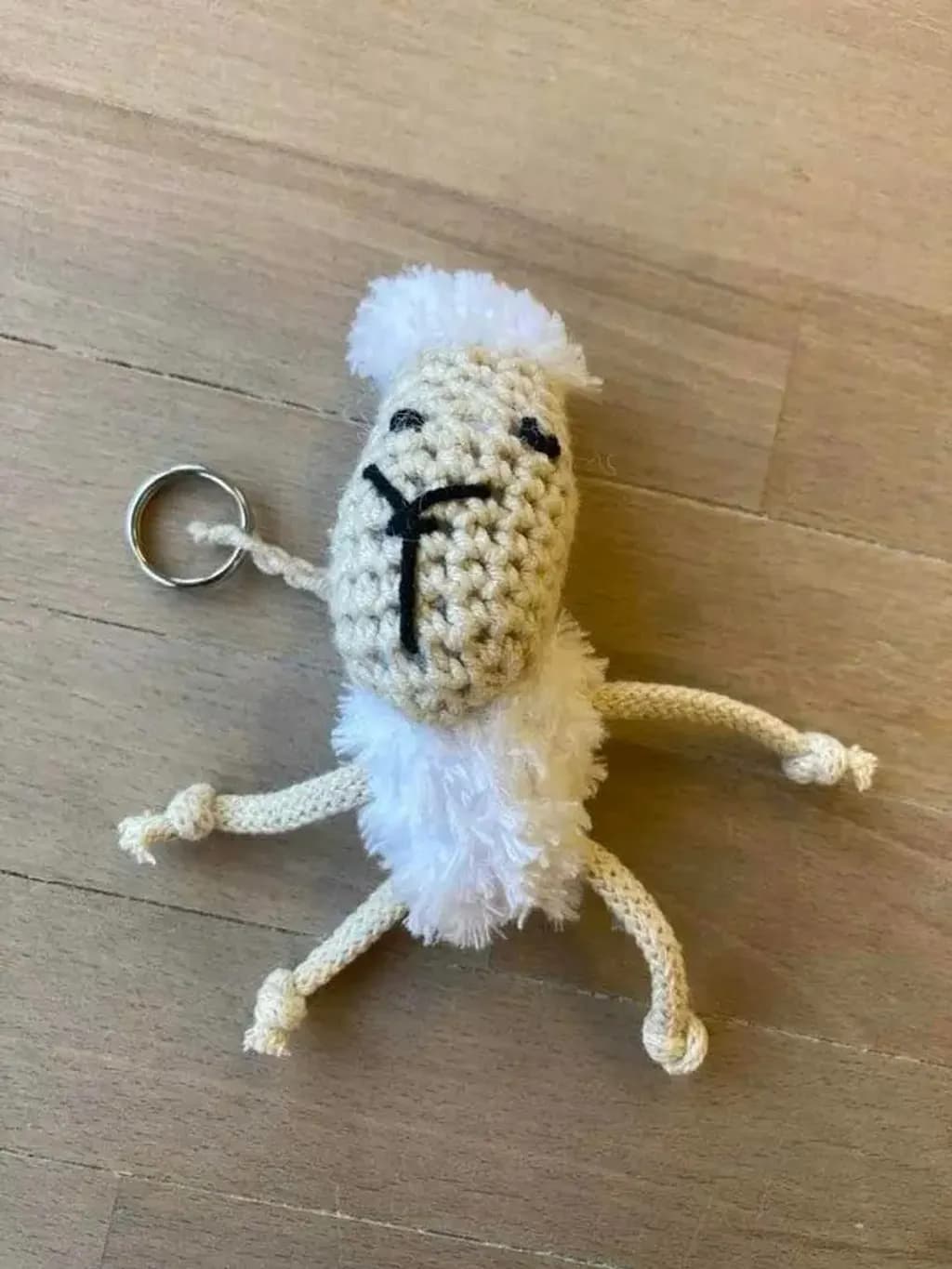 Crocheted Sheep Keychain