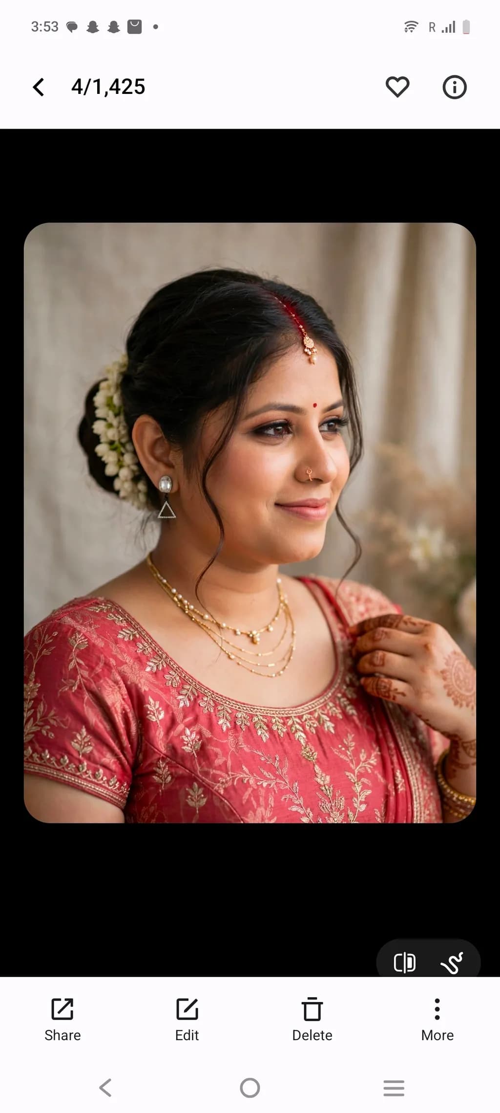 Bridal Portrait in Red Saree
