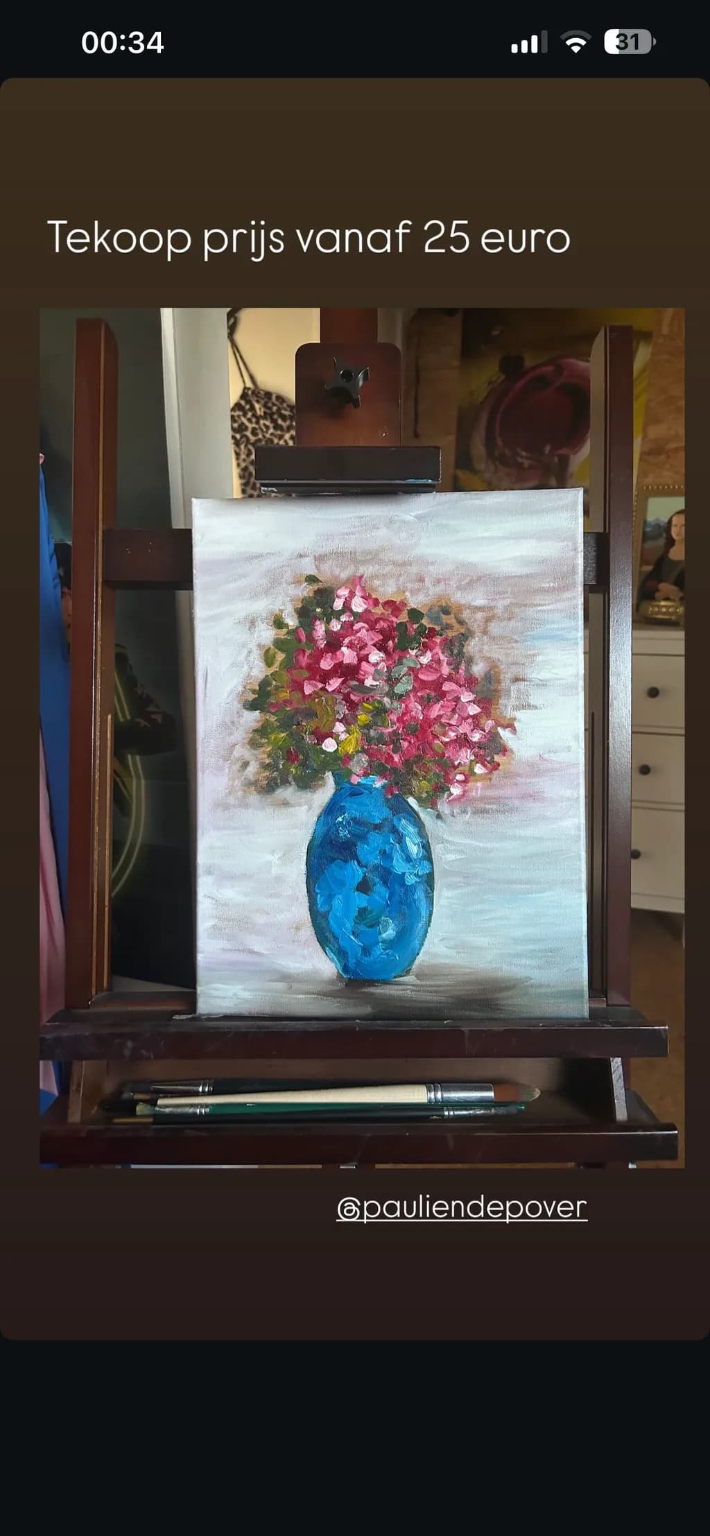 Pink Bouquet in Blue Vase