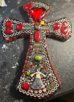 Jeweled Heart Cross