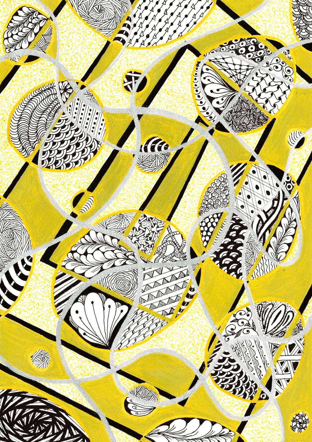 Yellow Zentangle Grid