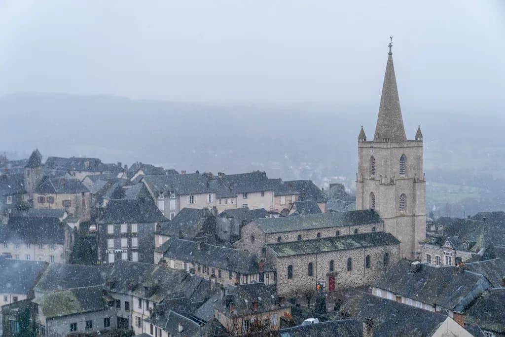 Snowfall Over the Village Church