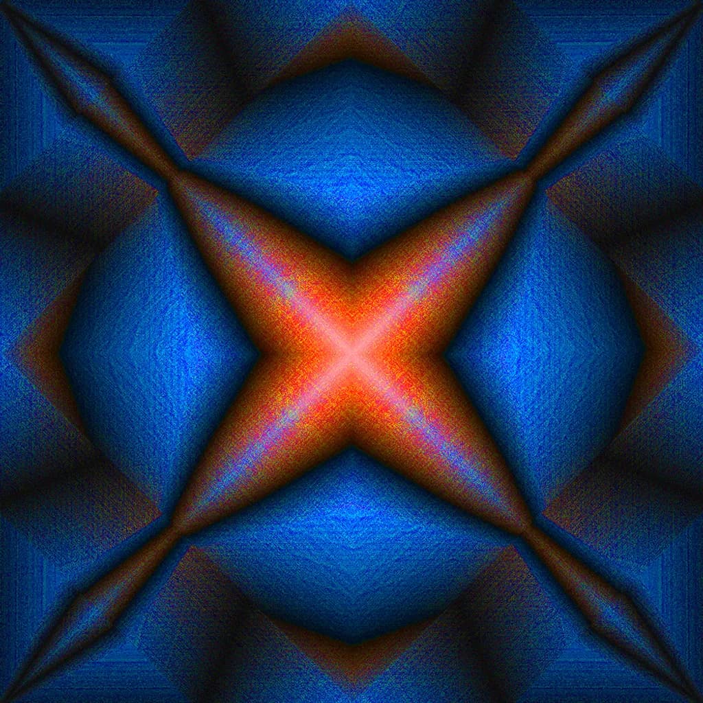 Textured Geometry in Deep Blue and Ember