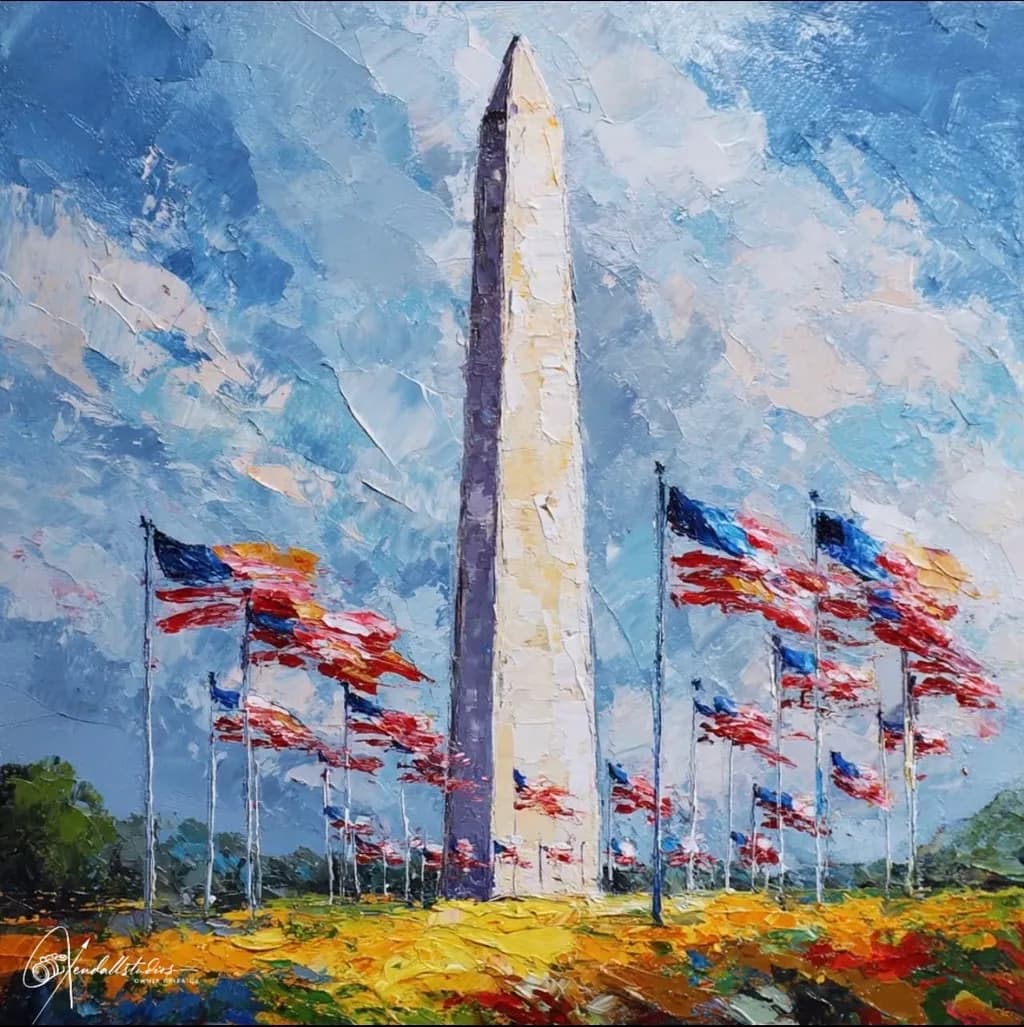 Washington with Flags