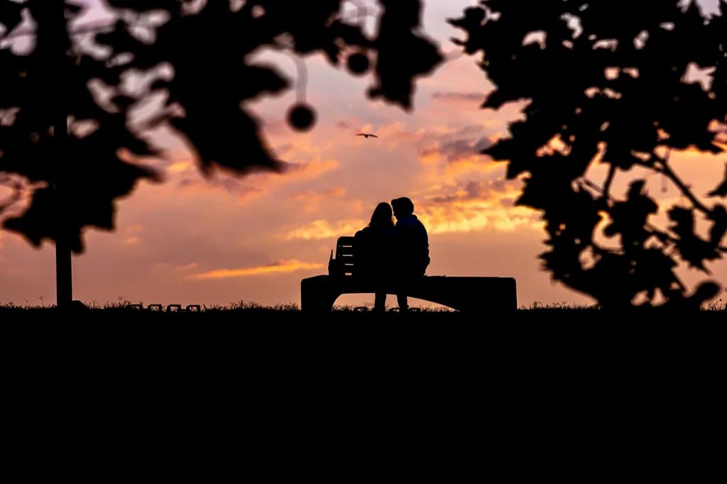 Sunset Bench Silhouettes