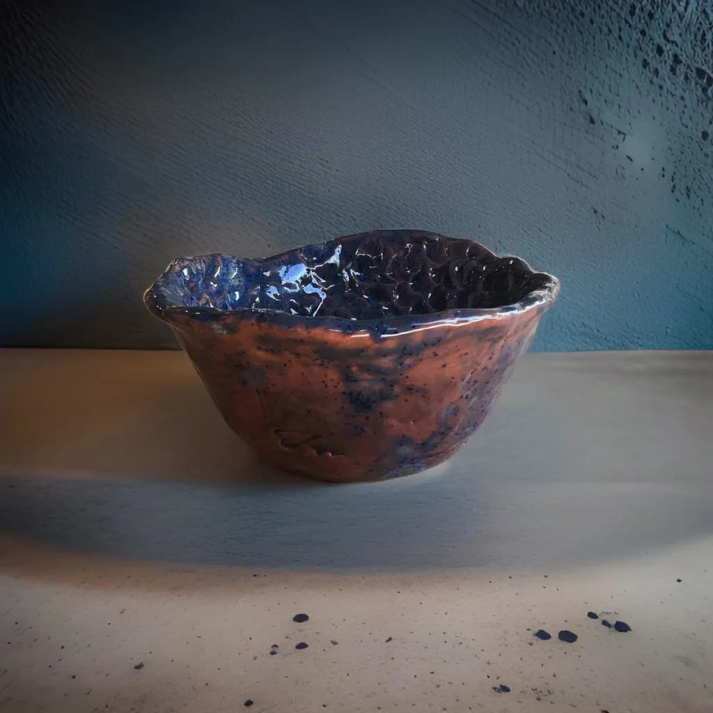 Copper-Blue Ceramic Bowl