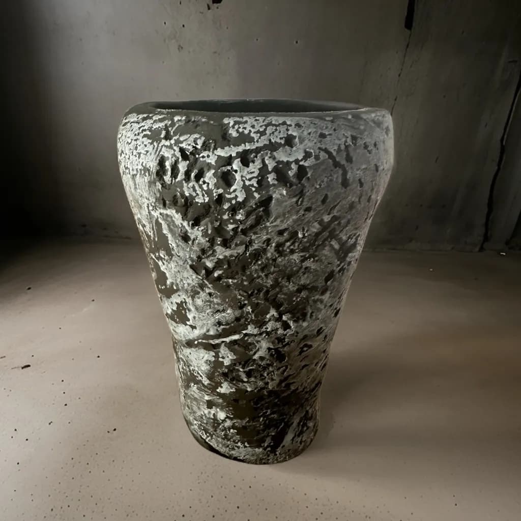 Textured Gray Ceramic Vase
