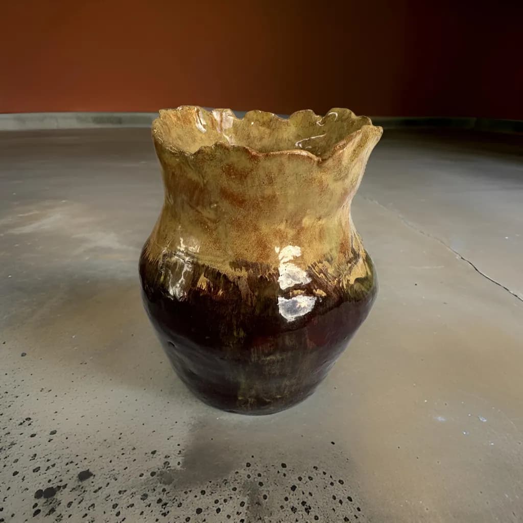 Golden Rim Stoneware Vase