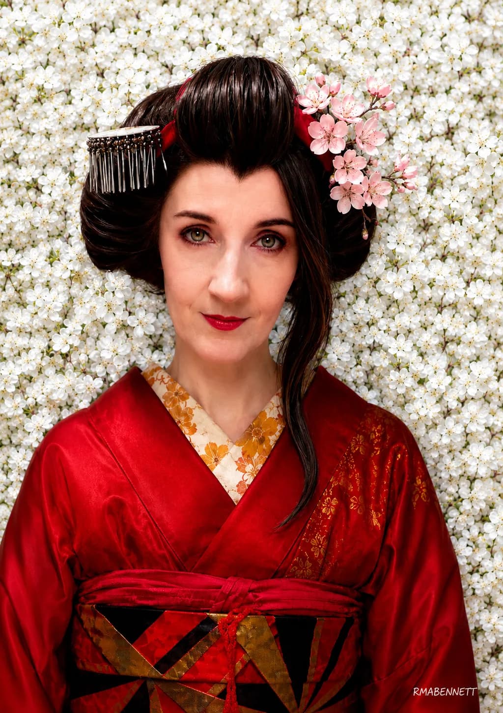 Geisha In Red- Cherry Blossom 