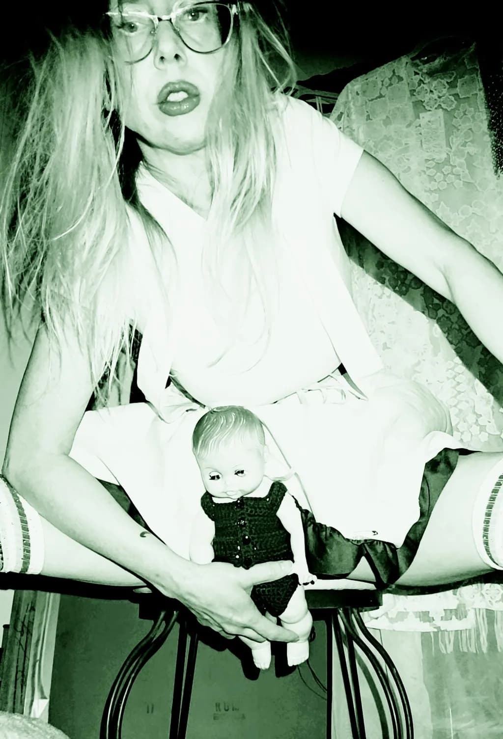 Doll Portrait in Green Light